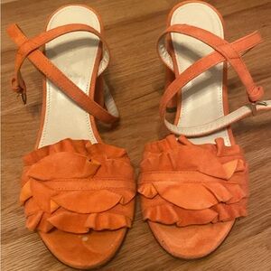 Orange Ruffle Strap Sandals